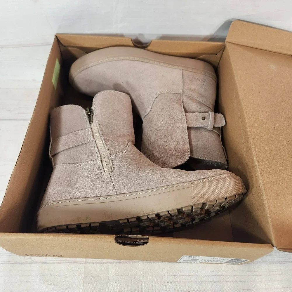 Jambu Boots Waterproof Beige Suede Fur Lined Winter -‎ Women's Size 8